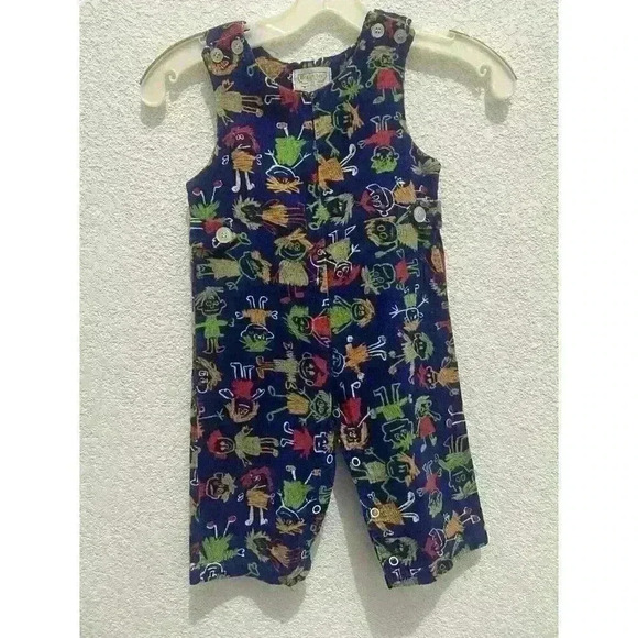 Vintage 70s Health Tex Stantogs Corduroy Overalls Baby 2T‎ USA Blue - Picture 1 of 6